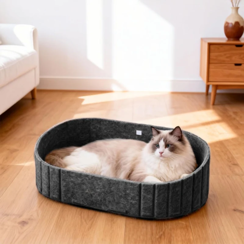 Kratzbrett für Katzen 61 cm, Grosses Kratzpappe in Sofa-Form, Runde Katzenbett aus Hochwertiger Filz