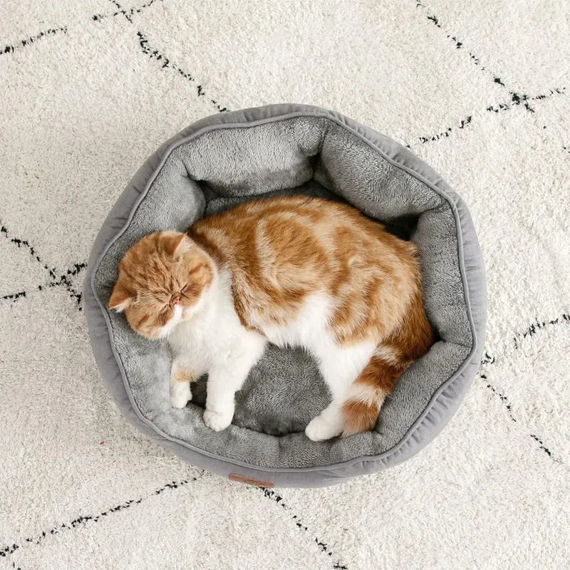 Bedsure Katzenbett waschbar Katzen Bettchen - 51x48x15cm Katzen Bett grau mit zweiseitig Innenkissen