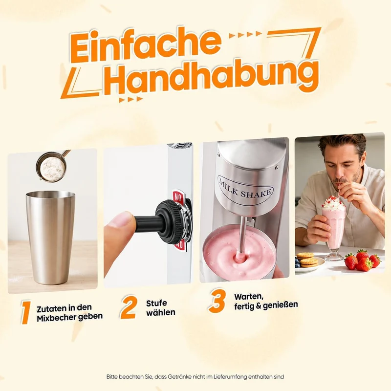 Drink Mixer 650ML Profi Milchshaker Standmixer elektrischer Getränkemixer Mixbecher für Smoothies, C