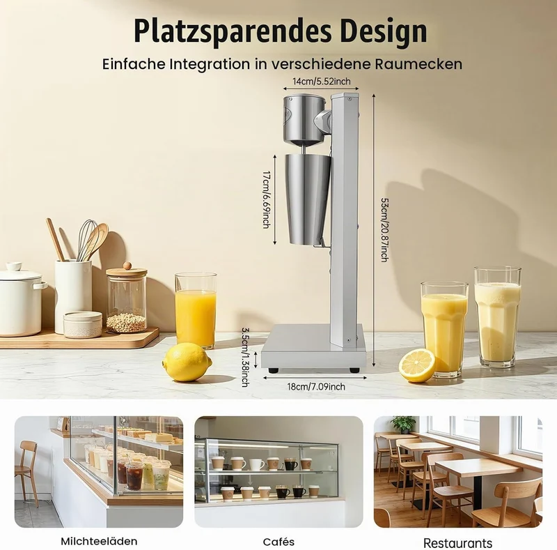 Drink Mixer 650ML Profi Milchshaker Standmixer elektrischer Getränkemixer Mixbecher für Smoothies, C