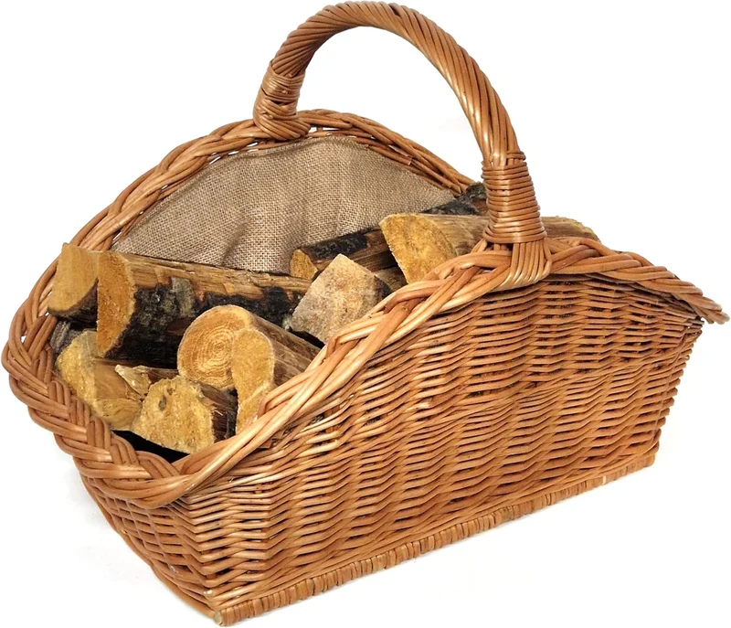 Tigana - Kaminkorb Holzkorb Kaminholzkorb aus Weide mit Jute (Art. 90280-Stabilo - Natur)