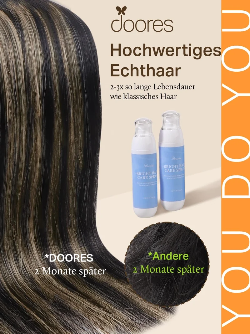 DOORES Tape Extensions Echthaar Echte Remy Voll Tape In Extension #1b/19/1b #1b/19/1b-3 Balayage Nat