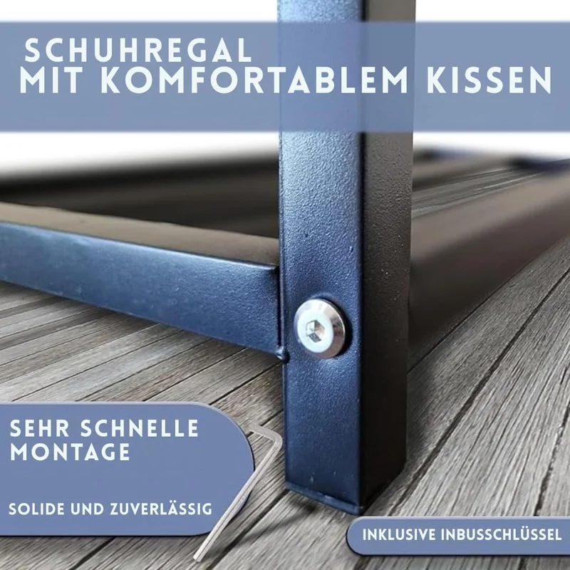 Maka Schuhregal Platzsparend, Schuhregal Mit Sitzbank Metall Schwarz, Shoe Rack Outdoor Wetterfest,