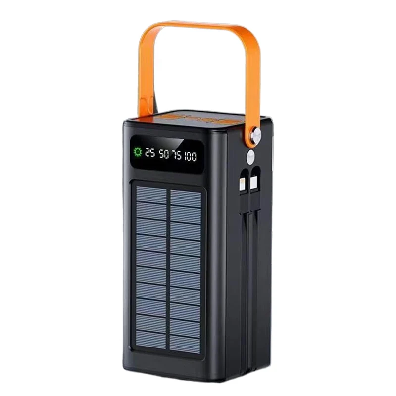 Solar Ladegerät, 120W Externes Powerbank, 50000mAh Überlebensausrüstung Mit Licht 4 Ausgängen 3 Eing