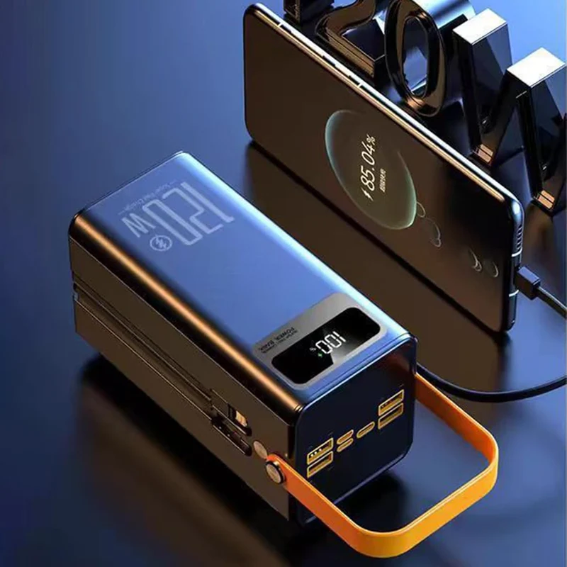 Solar Ladegerät, 120W Externes Powerbank, 50000mAh Überlebensausrüstung Mit Licht 4 Ausgängen 3 Eing