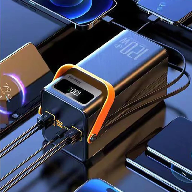 Solar Ladegerät, 120W Externes Powerbank, 50000mAh Überlebensausrüstung Mit Licht 4 Ausgängen 3 Eing