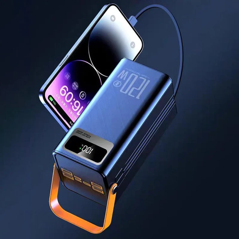 Solar Ladegerät, 120W Externes Powerbank, 50000mAh Überlebensausrüstung Mit Licht 4 Ausgängen 3 Eing