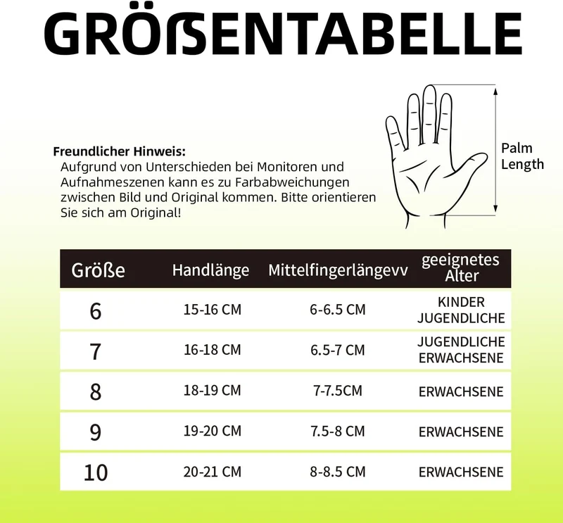 Torwarthandschuhe, Gute Griffigkeit fussball Handschuhe Kinder in den Grössen 6-10,Starker Empfänger