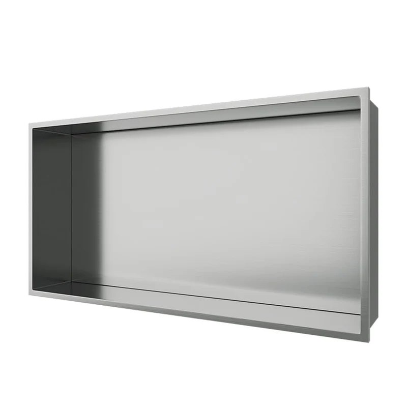 ALONI Wandnische Edelstahl gebürstet rostfrei 30,5x30,5x10 cm - Einbau-Duschnische Badezimmer Ablage