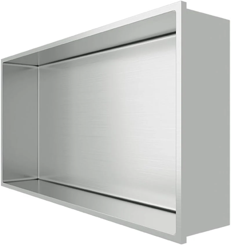 ALONI Wandnische Edelstahl gebürstet rostfrei 30,5x30,5x10 cm - Einbau-Duschnische Badezimmer Ablage