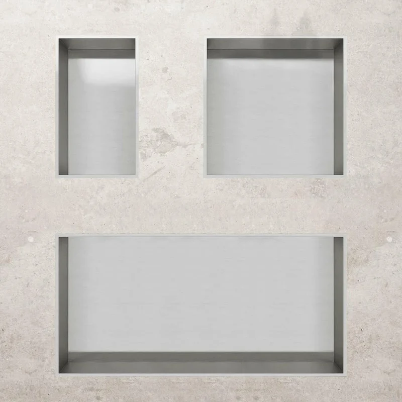 ALONI Wandnische Edelstahl gebürstet rostfrei 30,5x30,5x10 cm - Einbau-Duschnische Badezimmer Ablage