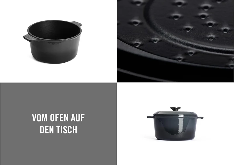 Woll Iron Gusstopf mit Deckel und Silikongriffen - Induktiv -, Ø 16 cm, 8 cm hoch, 1,3l - Geeignet f