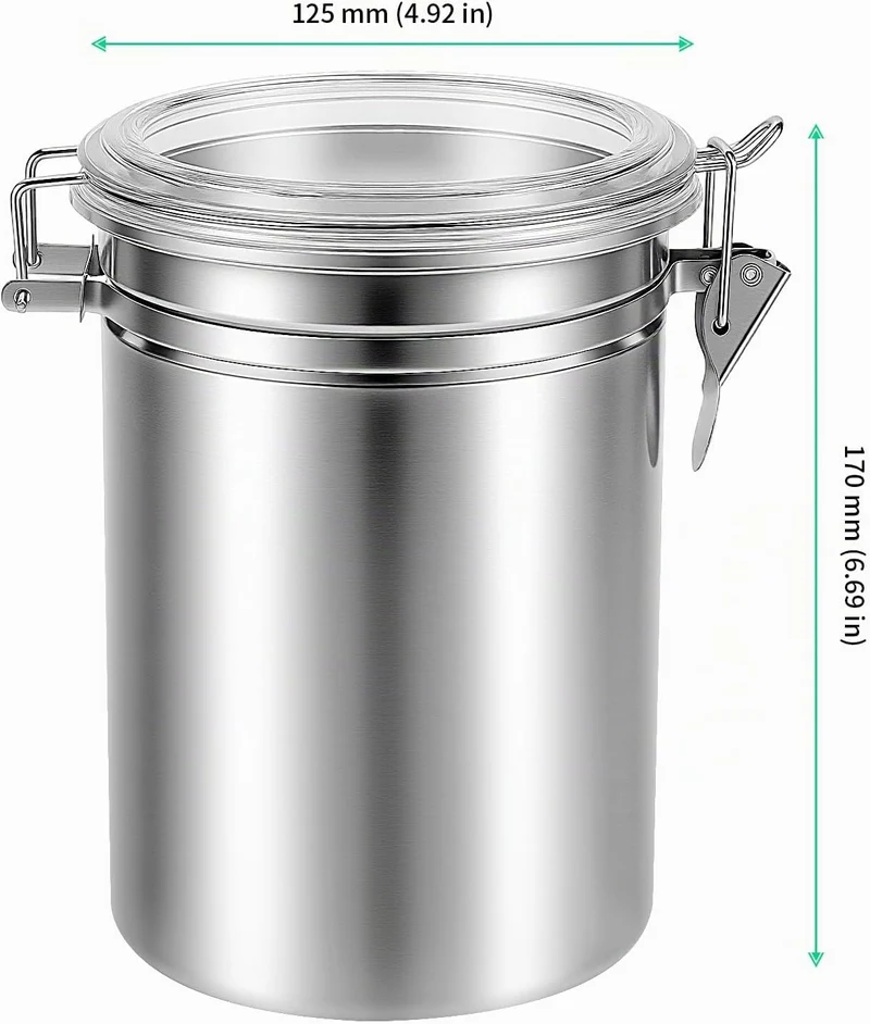 FUNSUEI 3er Set Kaffeedose Edelstahl 1800 ml, Kaffeebehälter Luftdicht mit Transparente Dekel, 12,5