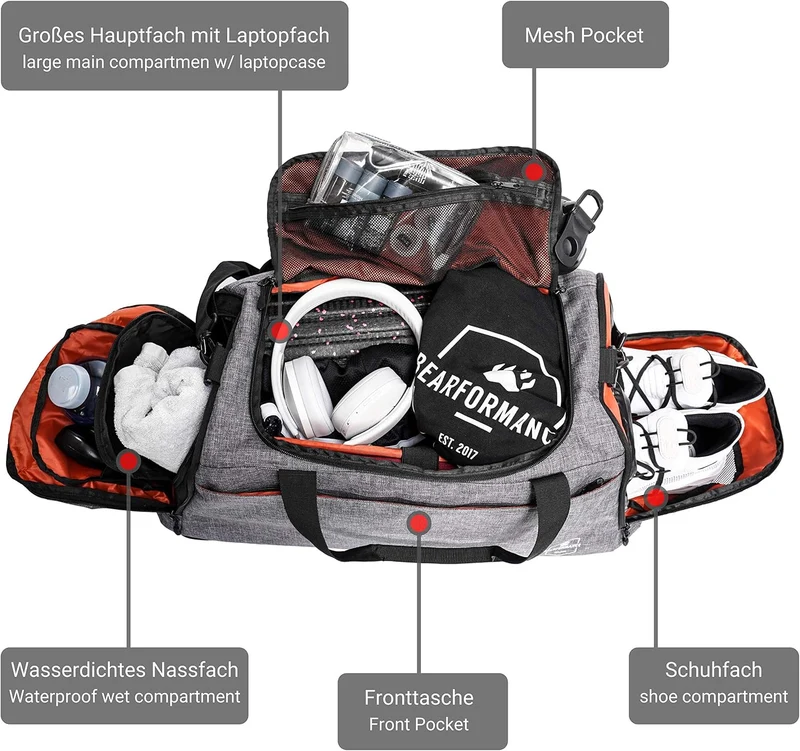 Ultimate Sportbag | nachhaltige Sporttasche mit Schuhfach & Nassfach mit Rucksackfunktion für Herren