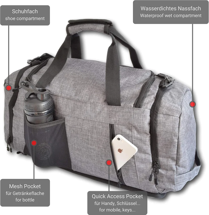 Ultimate Sportbag | nachhaltige Sporttasche mit Schuhfach & Nassfach mit Rucksackfunktion für Herren