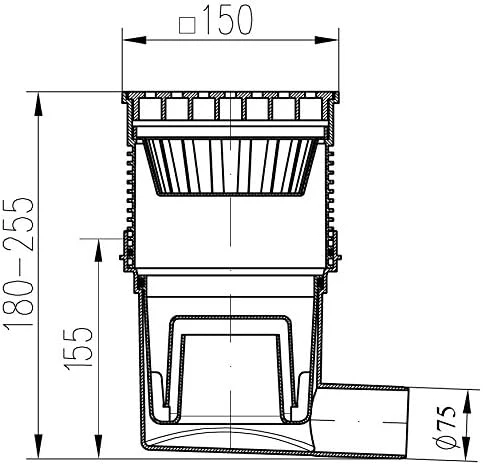 DN75 Bodenablauf Edelstahl Siphon, Edelstahl Siphon