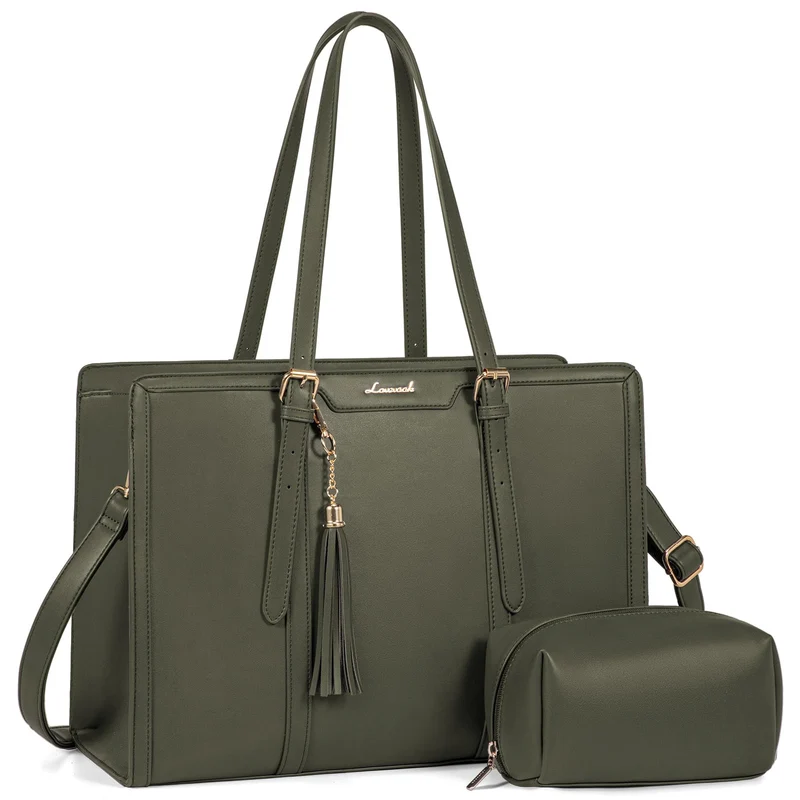 LOVEVOOK Laptoptasche 15,6 Zoll Handtasche Damen Umhängetasche Leder Tote Bag Women Shoulder Crossbo