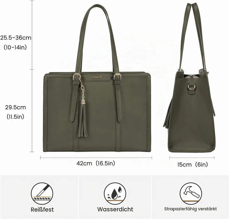 LOVEVOOK Laptoptasche 15,6 Zoll Handtasche Damen Umhängetasche Leder Tote Bag Women Shoulder Crossbo