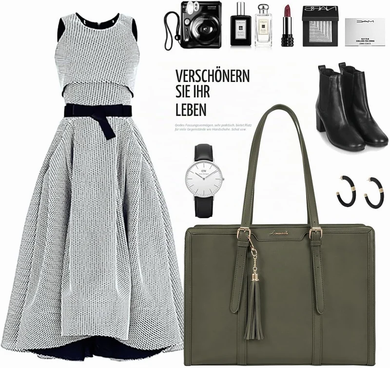 LOVEVOOK Laptoptasche 15,6 Zoll Handtasche Damen Umhängetasche Leder Tote Bag Women Shoulder Crossbo