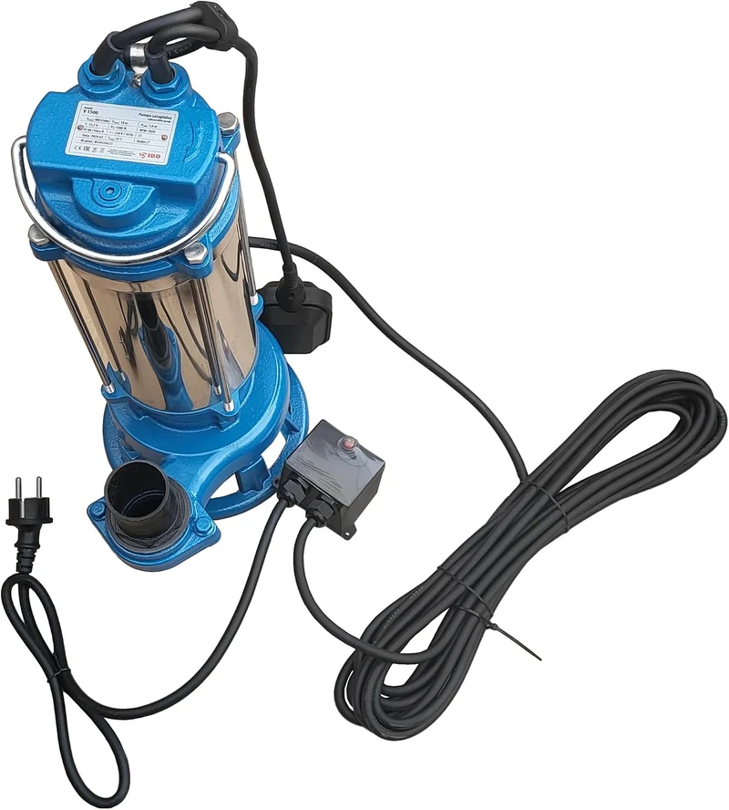 Set IBO Furiatka 2 Tauchpumpe Pumpe Wasserpumpe V1500 230V mit Zerkleinerer + 20m Schlauch + 2" Ansc