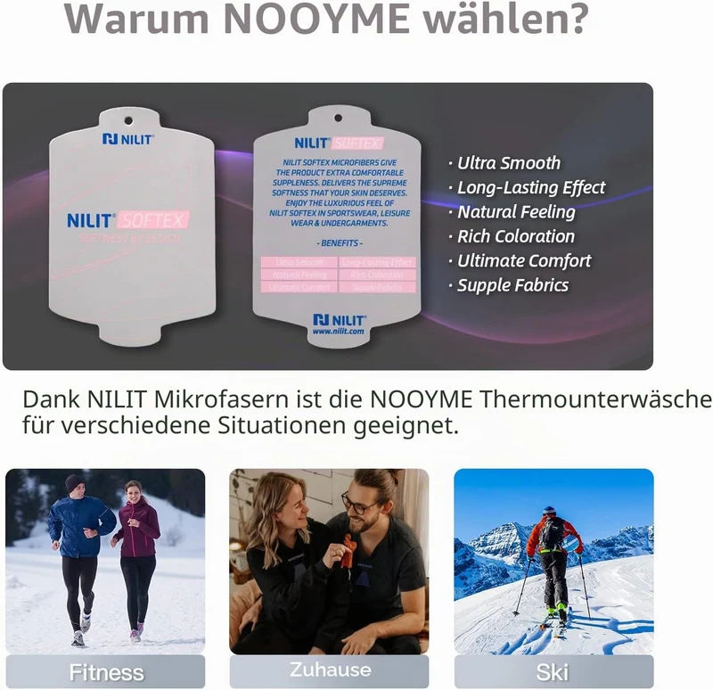NOOYME Thermounterwäsche Herren Elastisch Funktionsunterwäsche Herren Weich Thermo Unterwäsche Männe