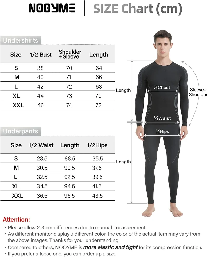 NOOYME Thermounterwäsche Herren Elastisch Funktionsunterwäsche Herren Weich Thermo Unterwäsche Männe