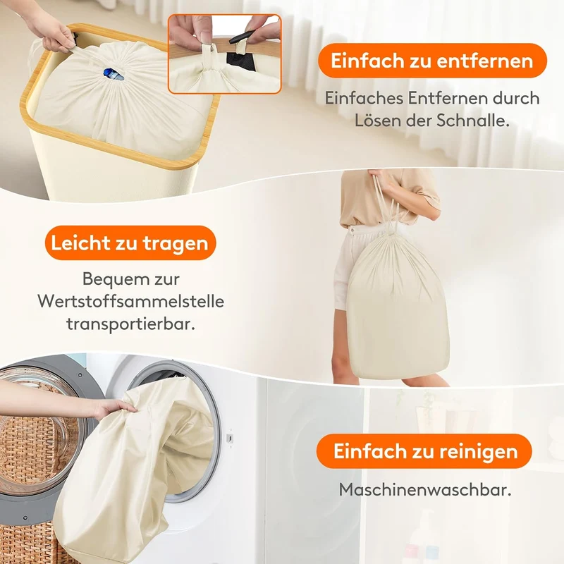 Lifewit Pfandflaschen Sammelbehälter mit Deckel, 105L Bambus Gross Leergut Sammelbehälte, Altglas Au