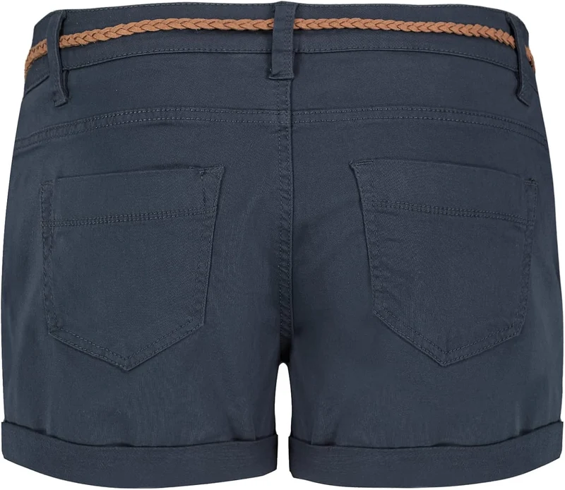 Sublevel Damen Kurze Hose Stretch-Shorts mit Flecht-Gürtel S Dark-blue, S Dark-blue