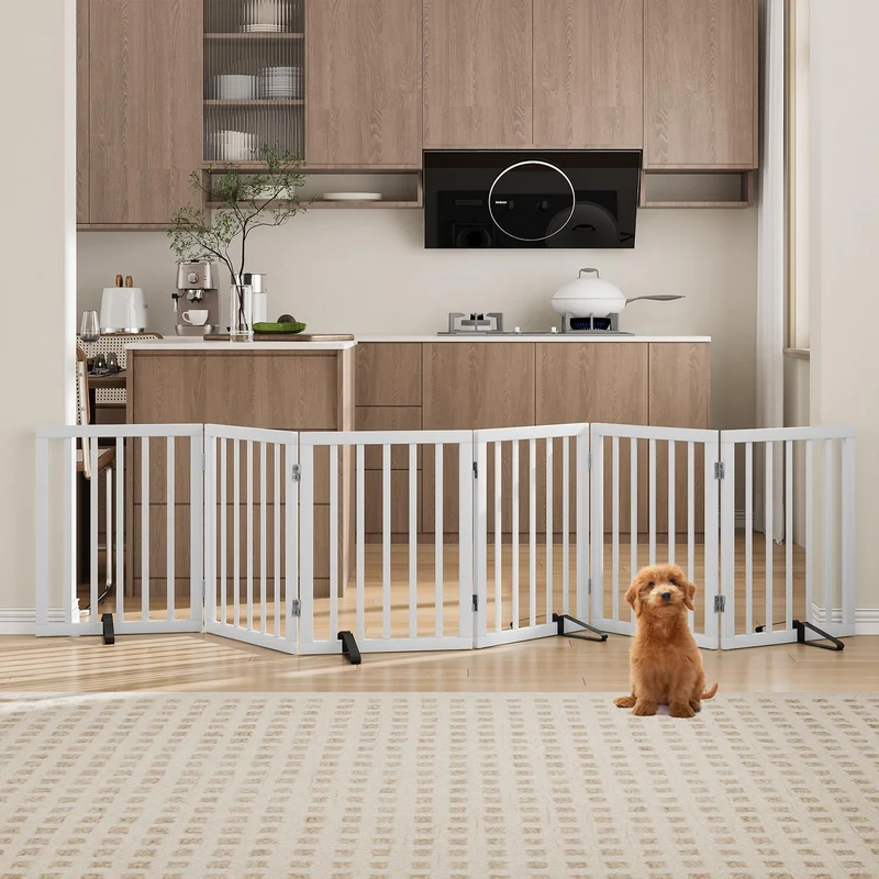 Freistehendes Hundegitter, Faltbares Hundebarriere für Tür,Treppen,Flur,Küche & Schlafzimmer, Freist