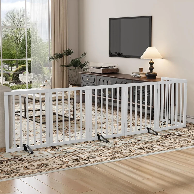 Freistehendes Hundegitter, Faltbares Hundebarriere für Tür,Treppen,Flur,Küche & Schlafzimmer, Freist