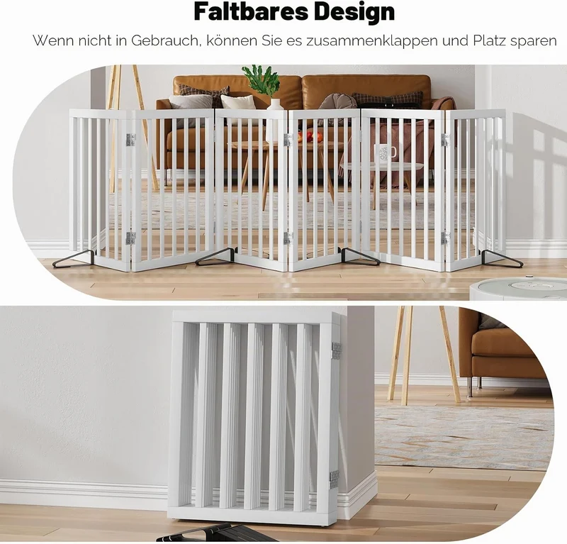 Freistehendes Hundegitter, Faltbares Hundebarriere für Tür,Treppen,Flur,Küche & Schlafzimmer, Freist