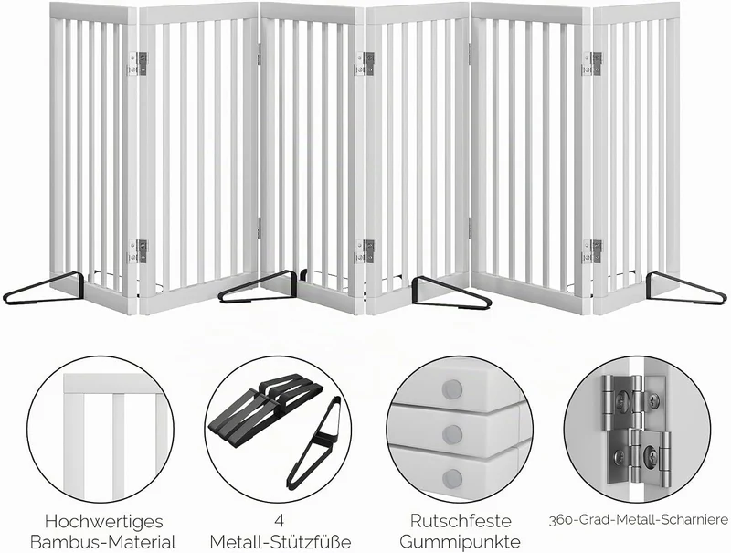 Freistehendes Hundegitter, Faltbares Hundebarriere für Tür,Treppen,Flur,Küche & Schlafzimmer, Freist