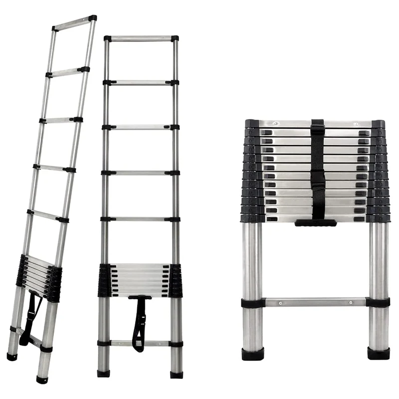 3,80M Klappleiter aus Edelstahl Mehrzweckleiter Belastbarkeit bis zu 150kg | Soft-Close-System | Sic
