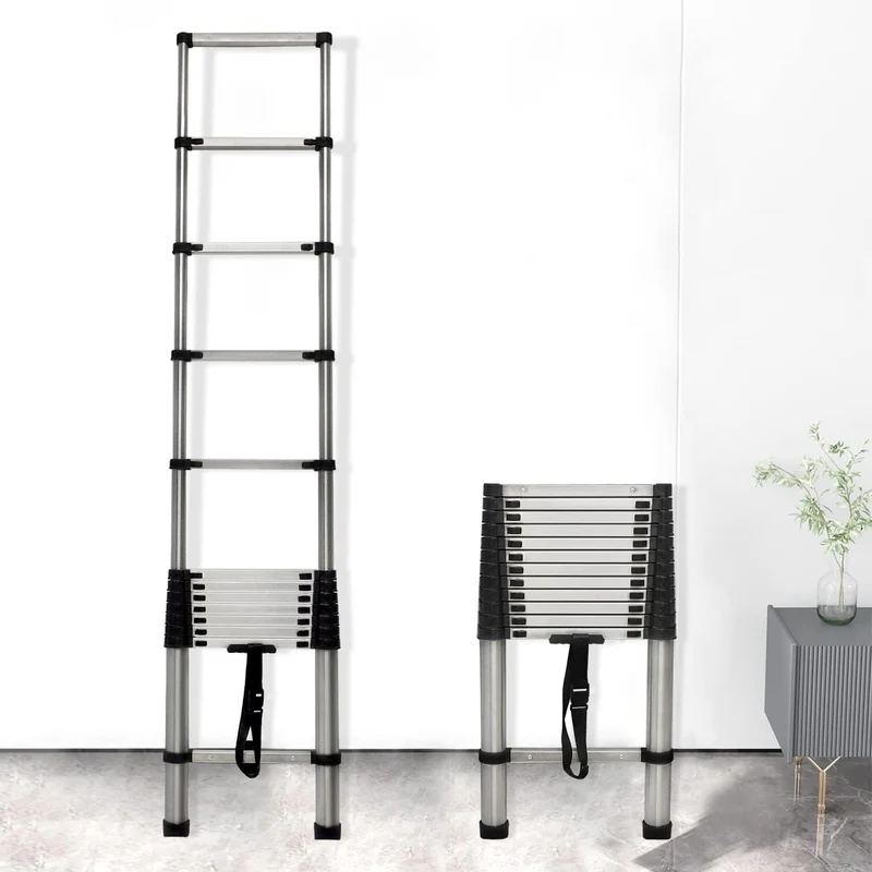 3,80M Klappleiter aus Edelstahl Mehrzweckleiter Belastbarkeit bis zu 150kg | Soft-Close-System | Sic