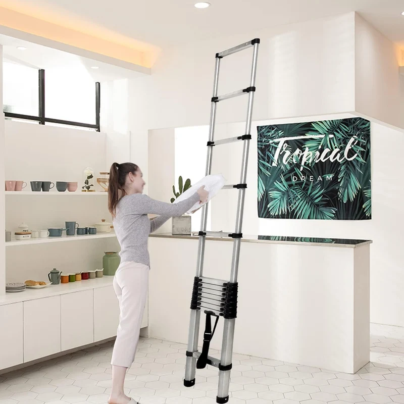 3,80M Klappleiter aus Edelstahl Mehrzweckleiter Belastbarkeit bis zu 150kg | Soft-Close-System | Sic