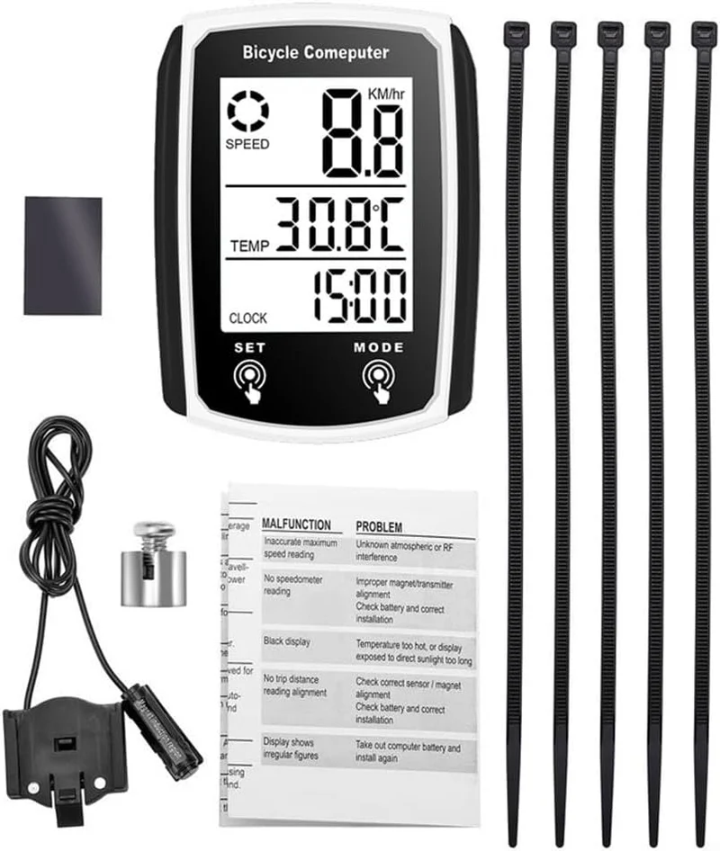 Fahrradcomputer Fahrrad Wasserdicht Kabelgebundener Tachometer Fahrrad Kilometerzähler mit LCD Displ
