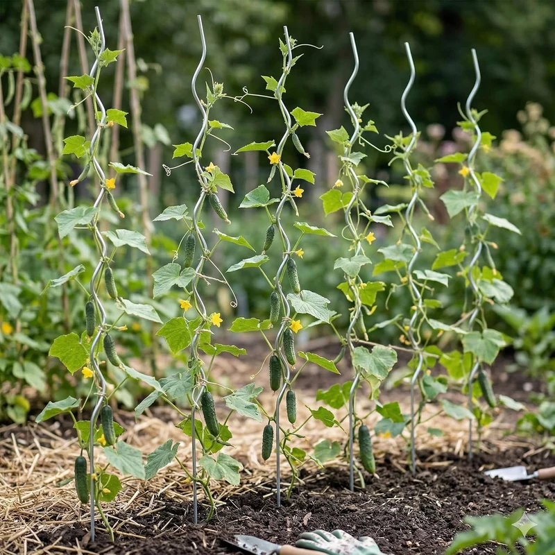 Relaxdays Tomaten Spiralstab, 10er Set, Höhe: 170 cm, Ø 5 mm, verzinktes Metall, Tomatenstäbe, Tomat
