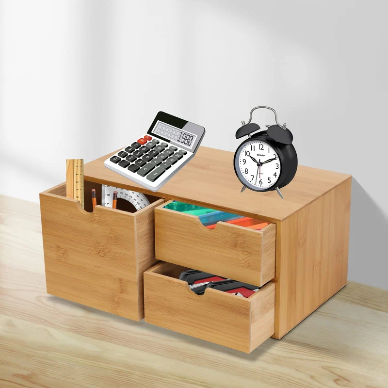 Bambus & MDF, Mini Kommode Schubladenbox Schreibtischorganizer, Schreibtisch Organizer, Bambus,Organ