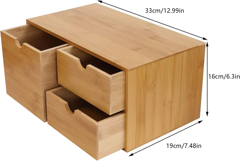 Bambus & MDF, Mini Kommode Schubladenbox Schreibtischorganizer, Schreibtisch Organizer, Bambus,Organ