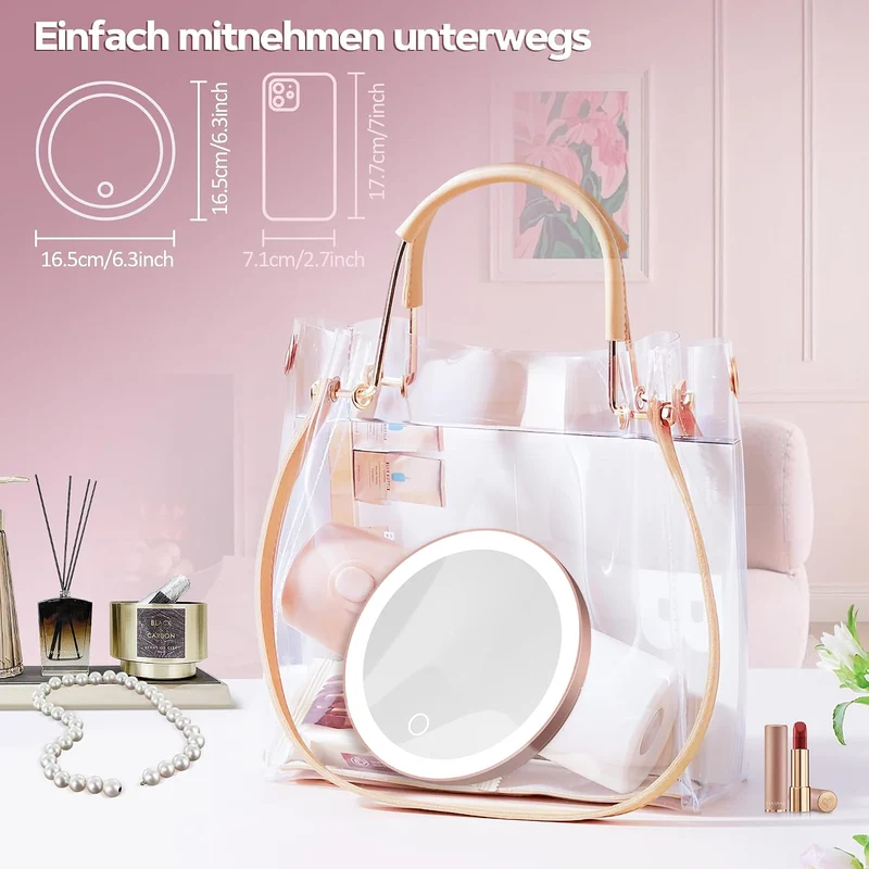 MOMOKUBA Vergrösserungsspiegel mit Saugnapf, 30-Fach Spiegel mit Beleuchtung, 3 Farben beleuchtbar u
