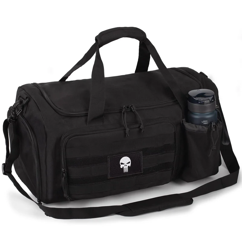 Taktische Sporttasche für Herren, 40L grosse Reisetasche mit Schuhfach, Sporttasche mit Nassfach, Mu