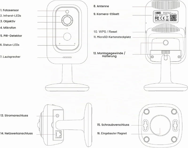 INSTAR IN-8401 2K+ schwarz - LAN/WLAN Überwachungskamera mit KI (AI) - IP Kamera - WPA3-2,4 und 5Ghz