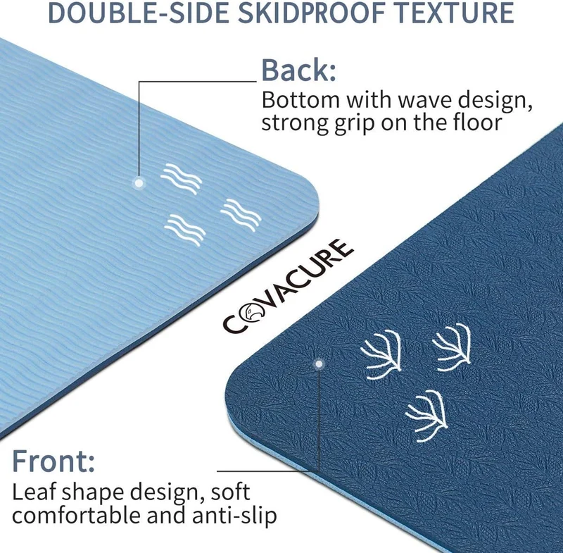COVACURE Yogamatte Gymnastikmatte Sportmatte - 183 x 66 x 0,6 cm Fitnessmatte TPE rutschfest Yogamat