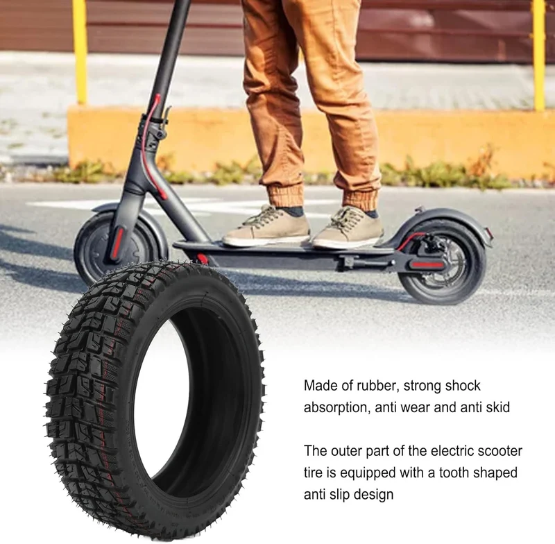 10 Zoll Offroad Schlauchlosreifen für Elektroroller, 10 x 2,75-6,5 Gummireifen, Pannensicherer Ersat