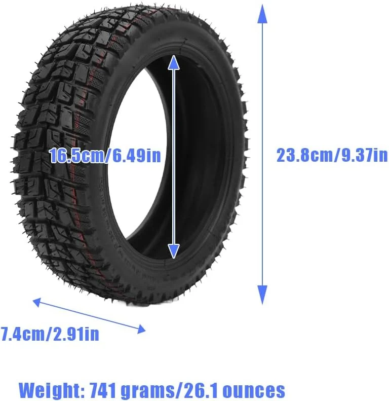 10 Zoll Offroad Schlauchlosreifen für Elektroroller, 10 x 2,75-6,5 Gummireifen, Pannensicherer Ersat