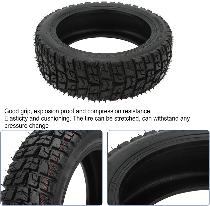 10 Zoll Offroad Schlauchlosreifen für Elektroroller, 10 x 2,75-6,5 Gummireifen, Pannensicherer Ersat