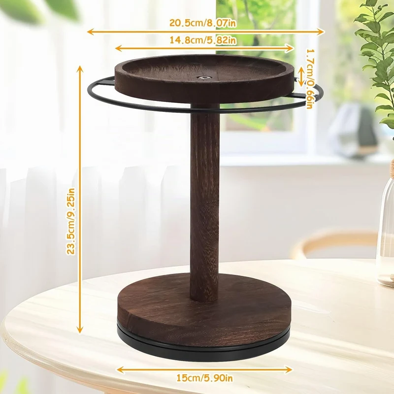Qivine Brillenständer für Mehrere Brillen, Metallrahmen Brillenhalter Tisch mit Holzsockel, 360° Dre