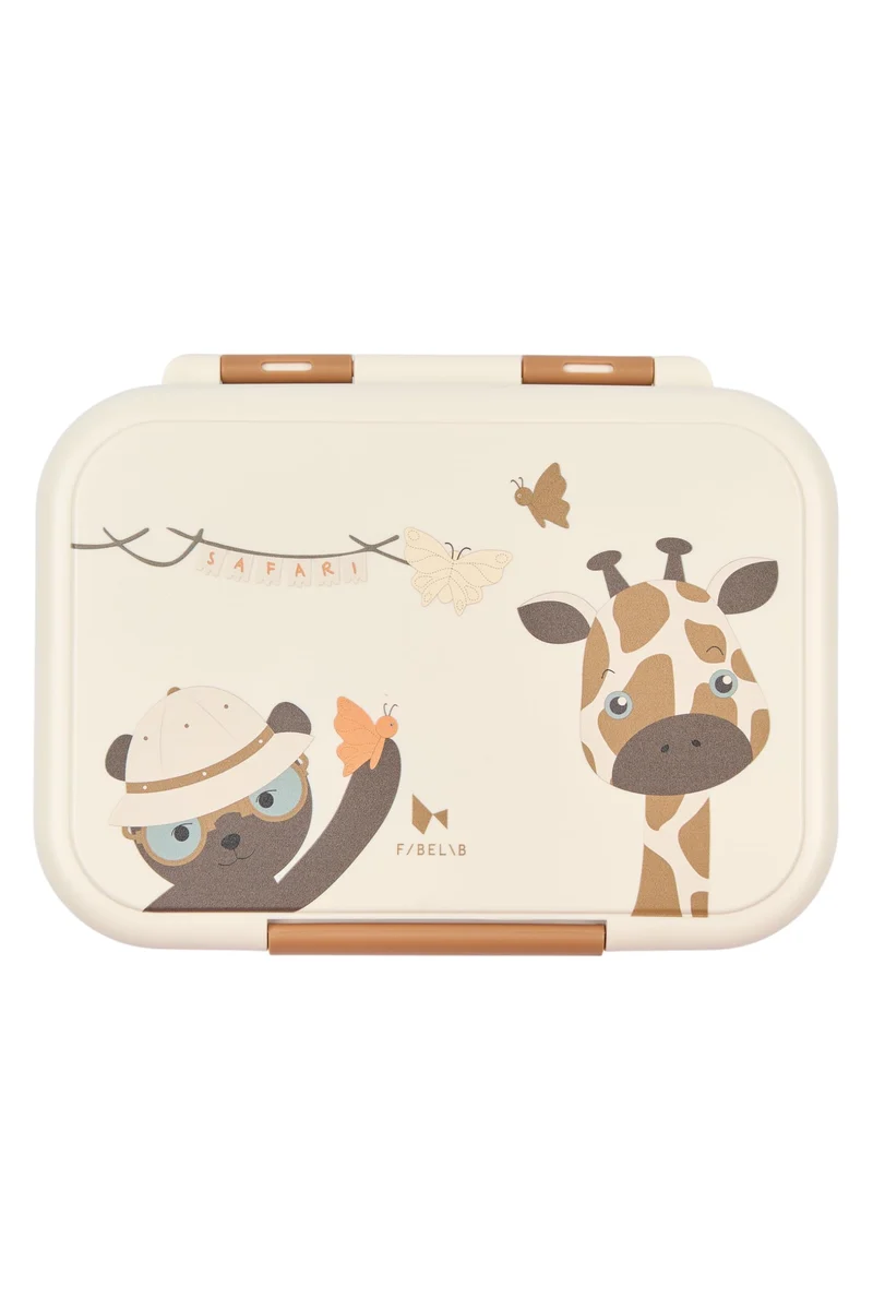 Fabelab Brotdose Kinder Mit Fächern Safari Jungle Bear | Lunchbox Aus Edelstahl 1000 Ml Auslaufsiche