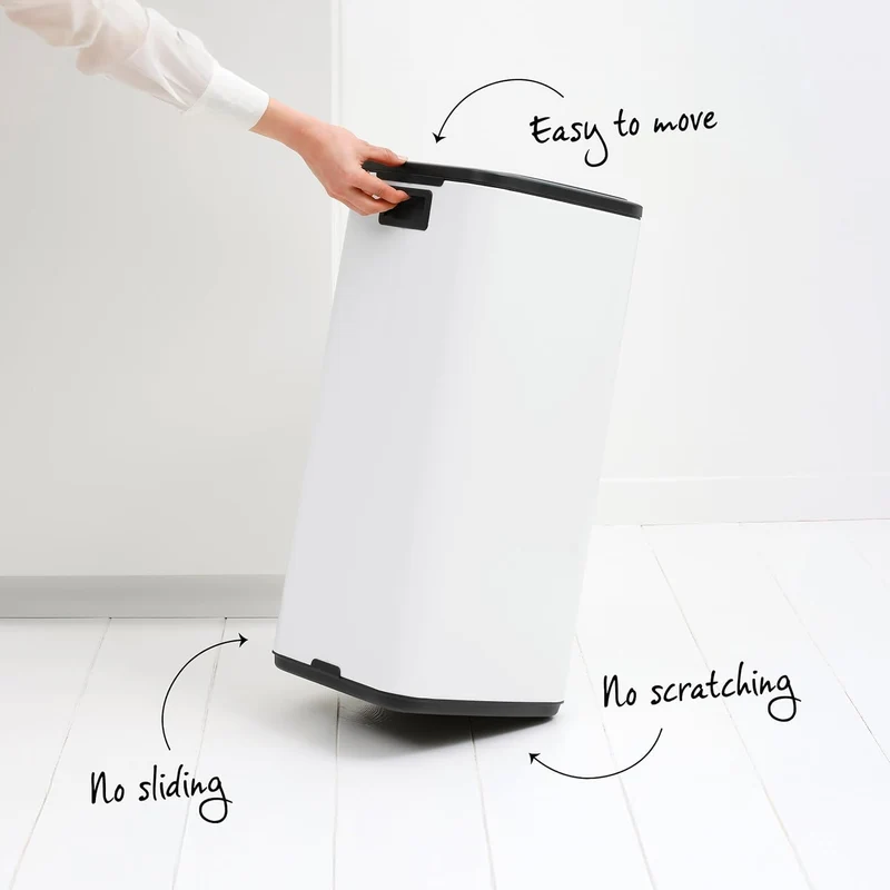 Brabantia Bo Touch Bin Küchenmülleimer 30 L (weissü), platzsparender Abfalleimer mit Soft-Touch-Öñff