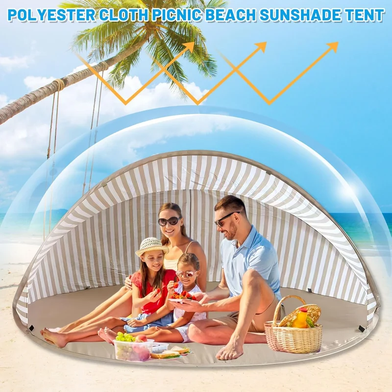 Strandmuschel Pop Up 3-4 Personen, Strandzelt Strand Zelt mit UV-Schutz, Tragbarer Automatisches Win
